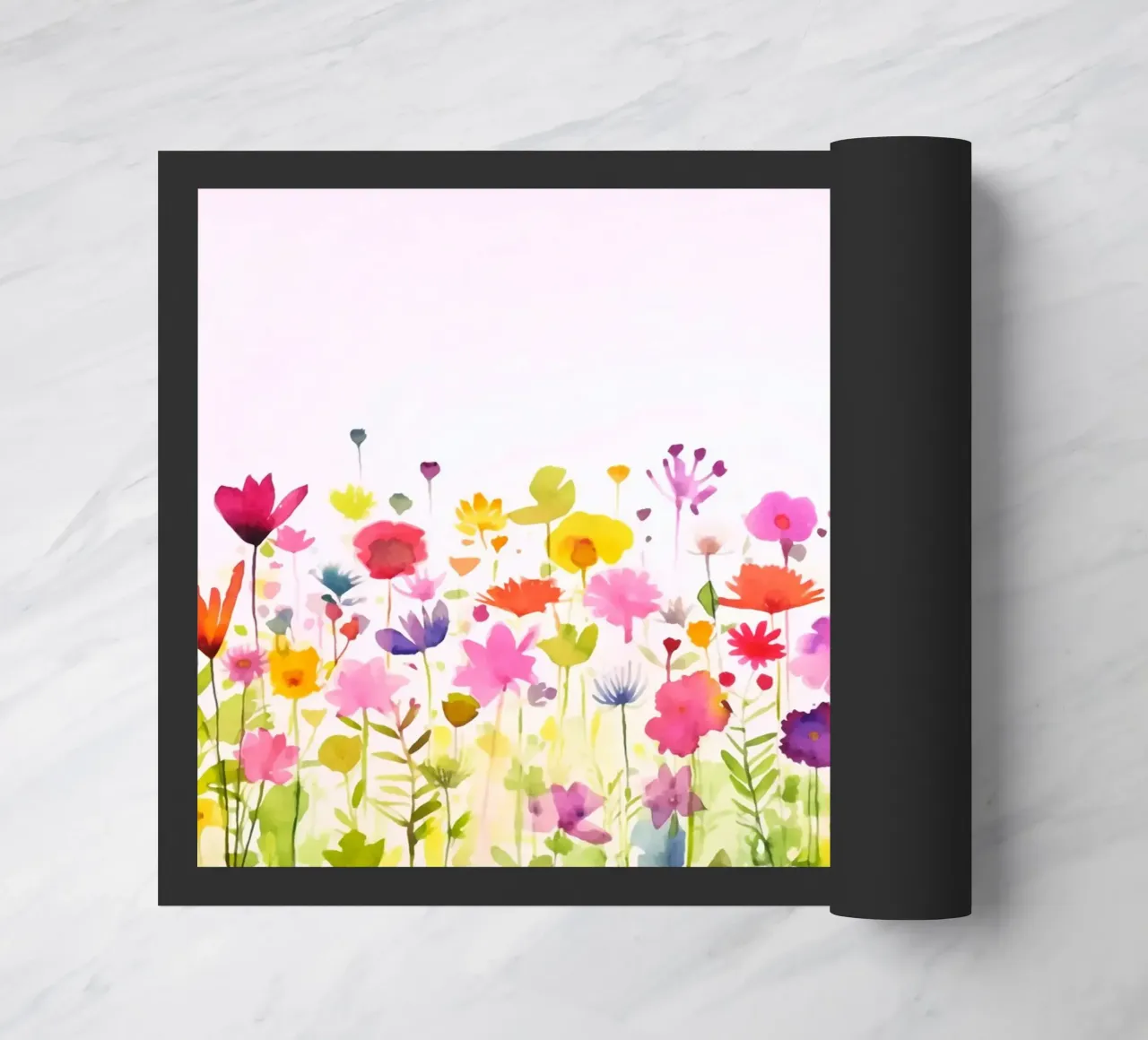 Acquerello sui fiori selvatici del prato di primavera zerbino da Andrea Haase Modern Home