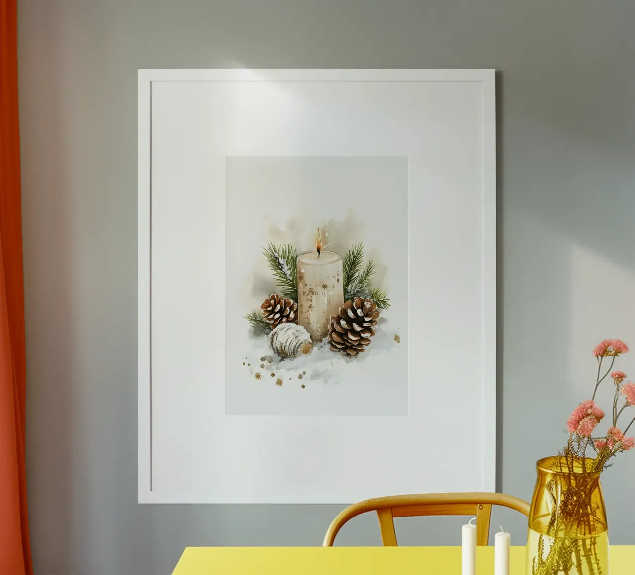 Acogedora vela de Navidad Pinecone Art Print - Decoración de invierno poster de ClubArt