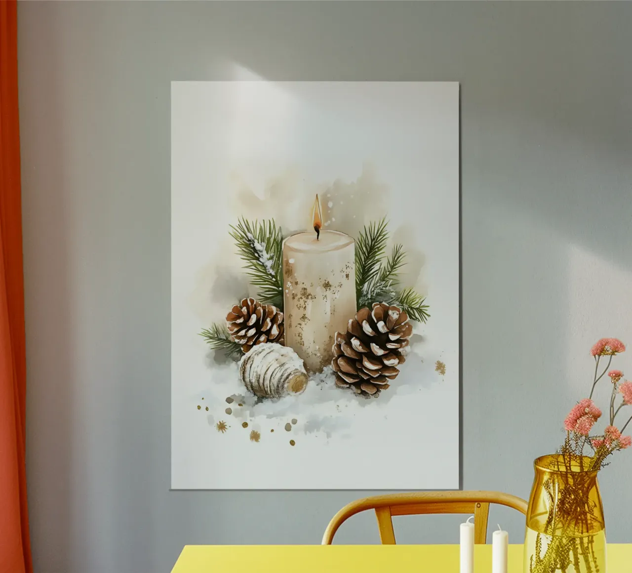 Acogedora vela de Navidad Pinecone Art Print - Decoración de invierno poster de ClubArt