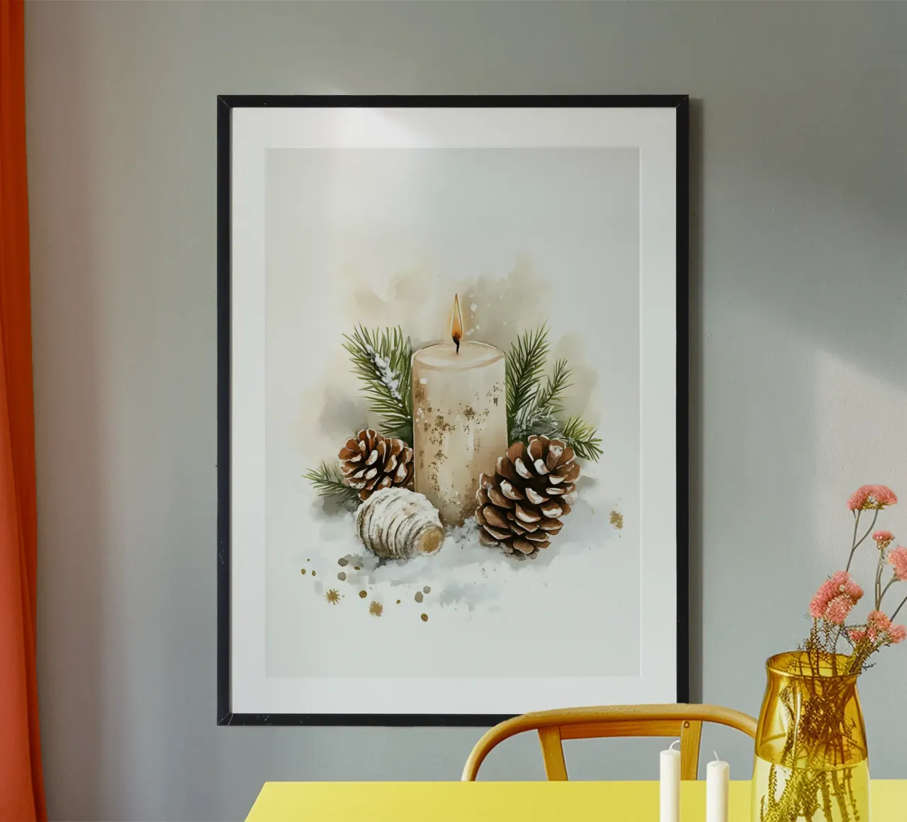 Acogedora vela de Navidad Pinecone Art Print - Decoración de invierno poster de ClubArt