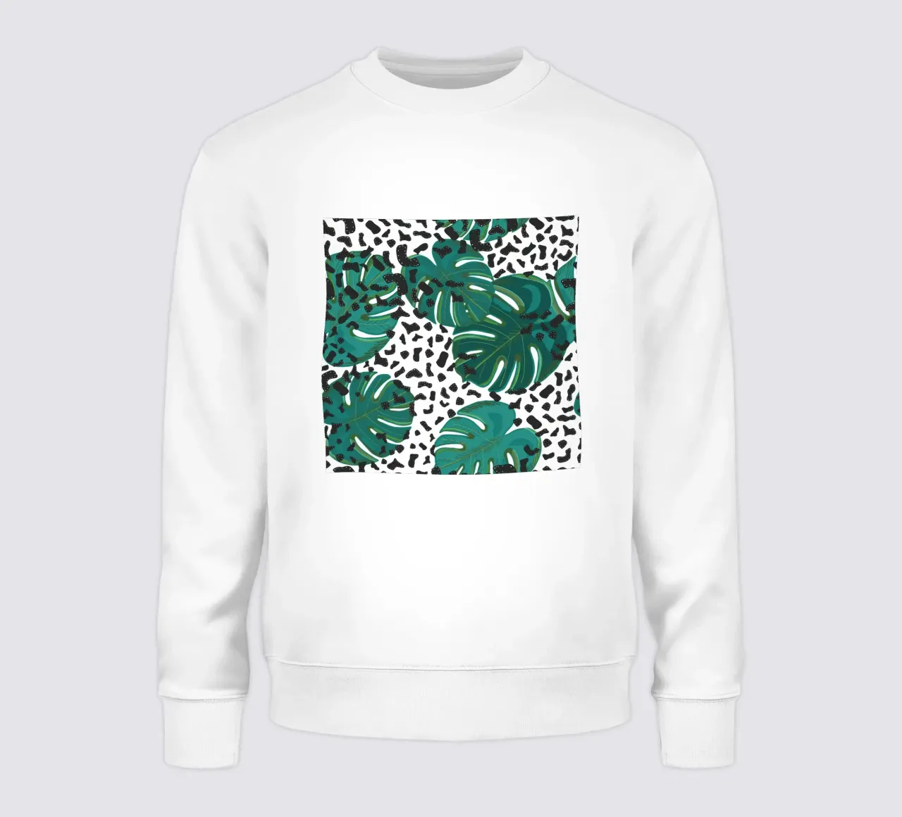 Monstera-Blätter mit Leopardenmuster Sweatshirt von gulsengunel