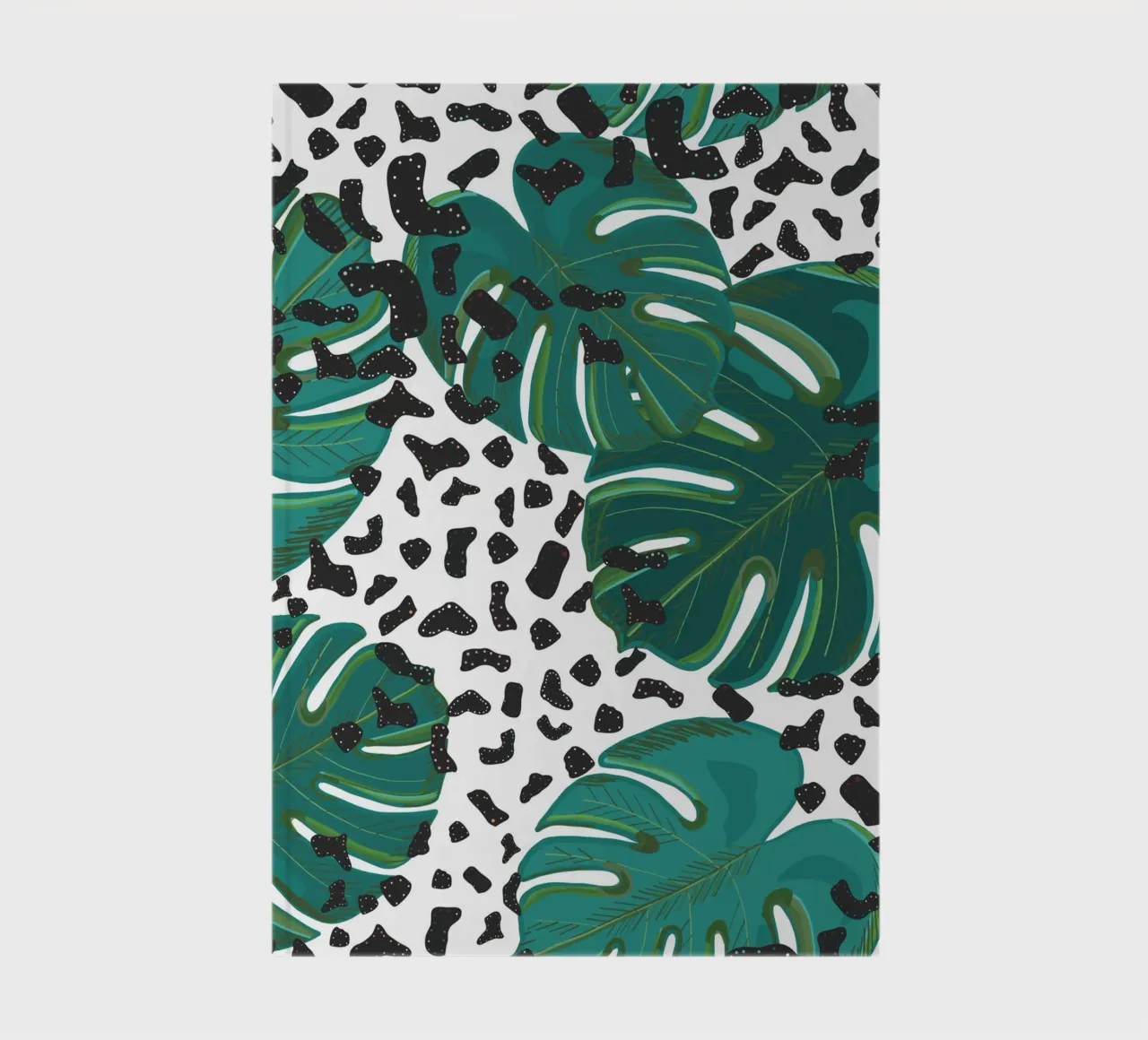 Monstera leaves with leopard print pattern notebook by gulsengunel
