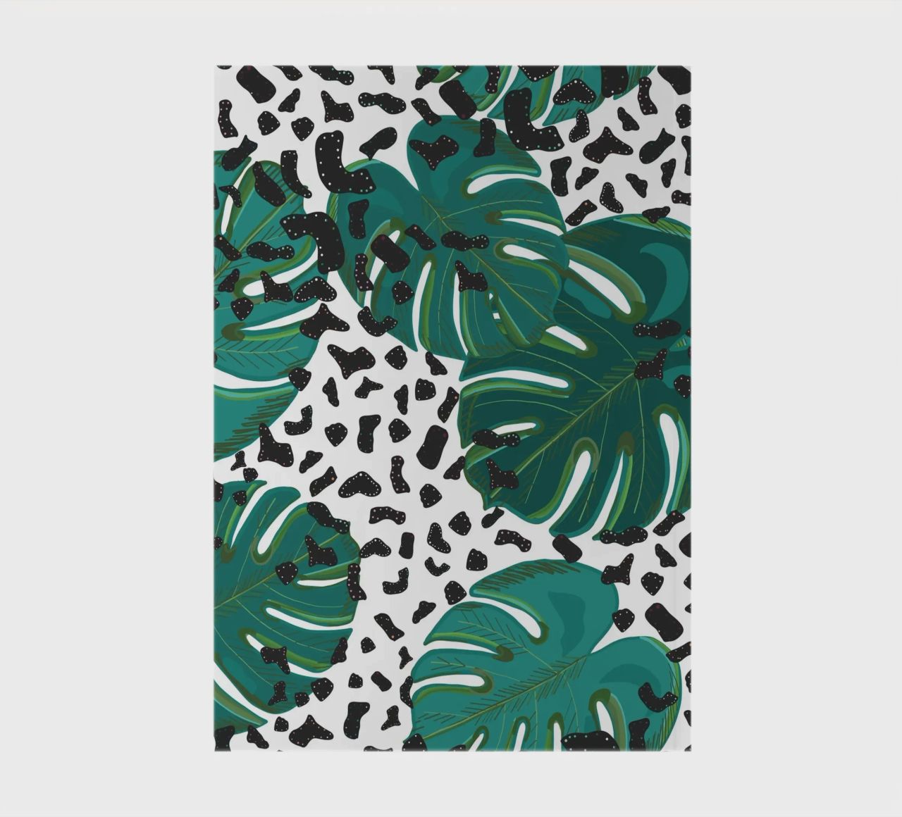 Monstera leaves with leopard print pattern notebook by gulsengunel
