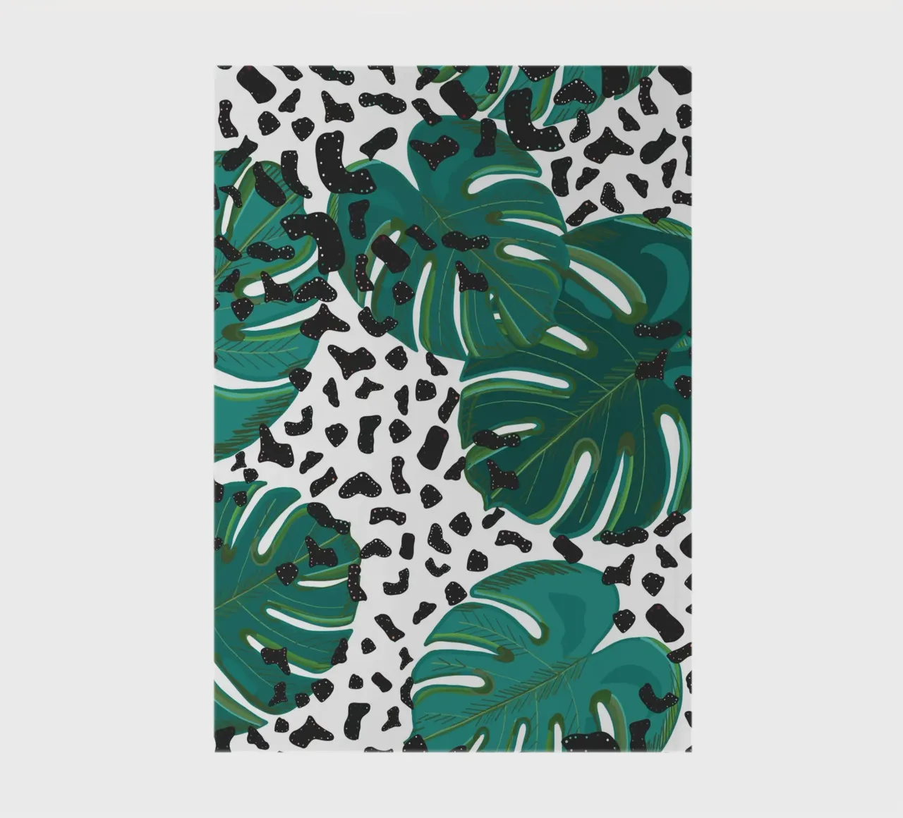 Monstera leaves with leopard print pattern notebook by gulsengunel