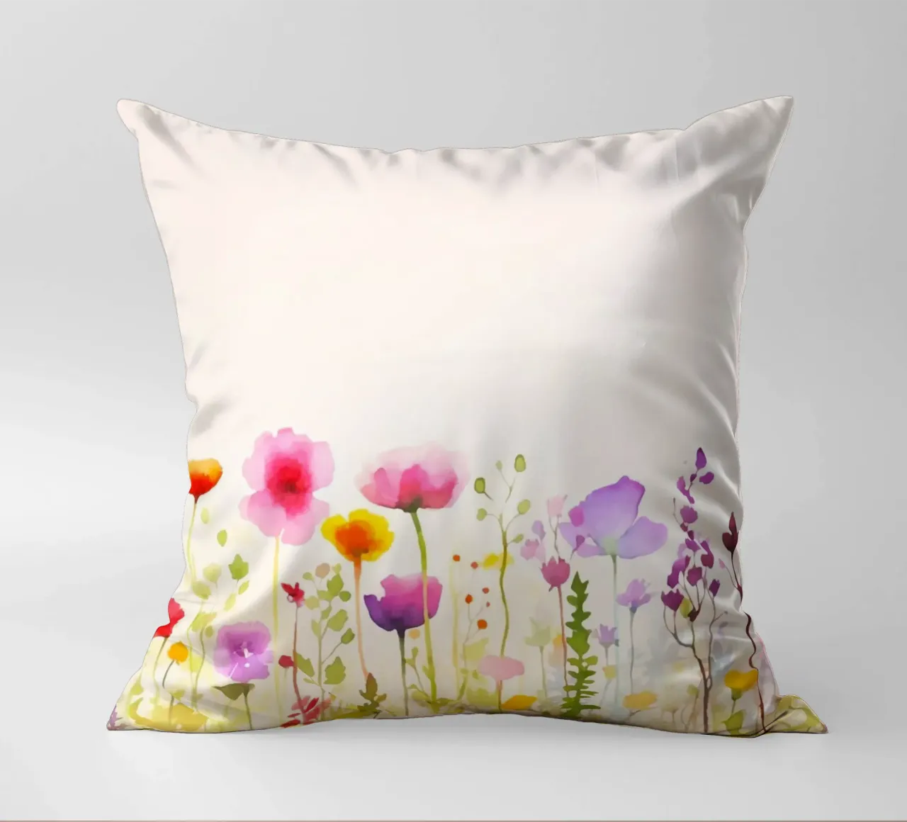 Acquerello sui fiori selvatici del prato estivo cuscino da Andrea Haase Modern Home