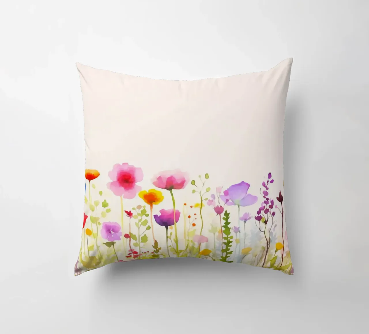Acquerello sui fiori selvatici del prato estivo cuscino da Andrea Haase Modern Home