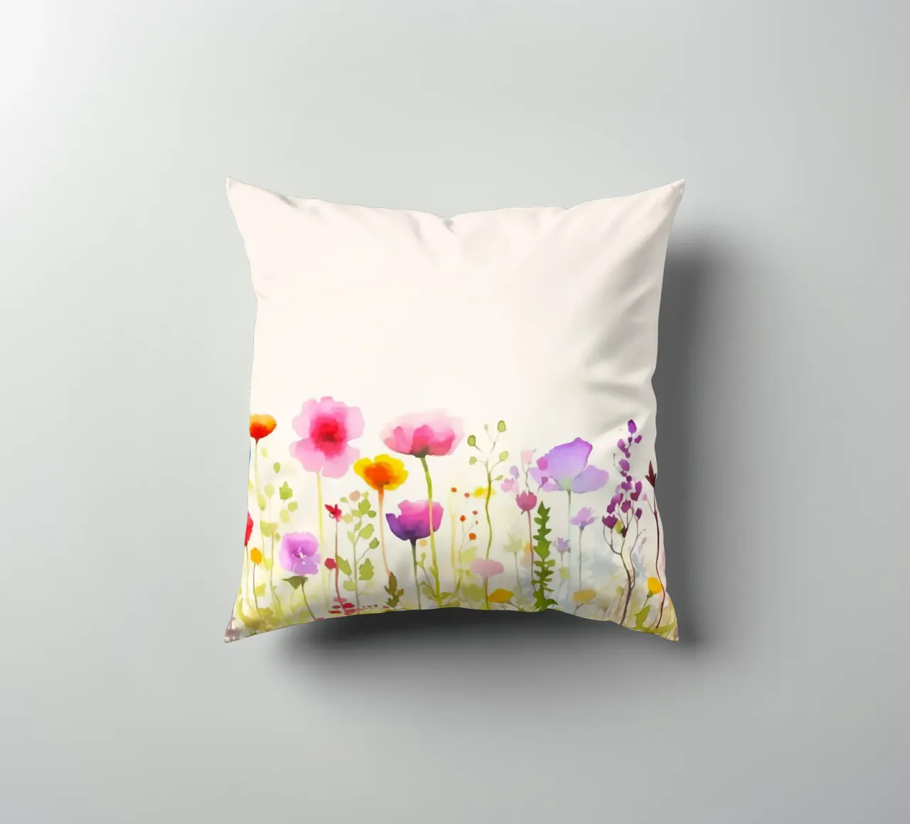 Acquerello sui fiori selvatici del prato estivo cuscino da Andrea Haase Modern Home