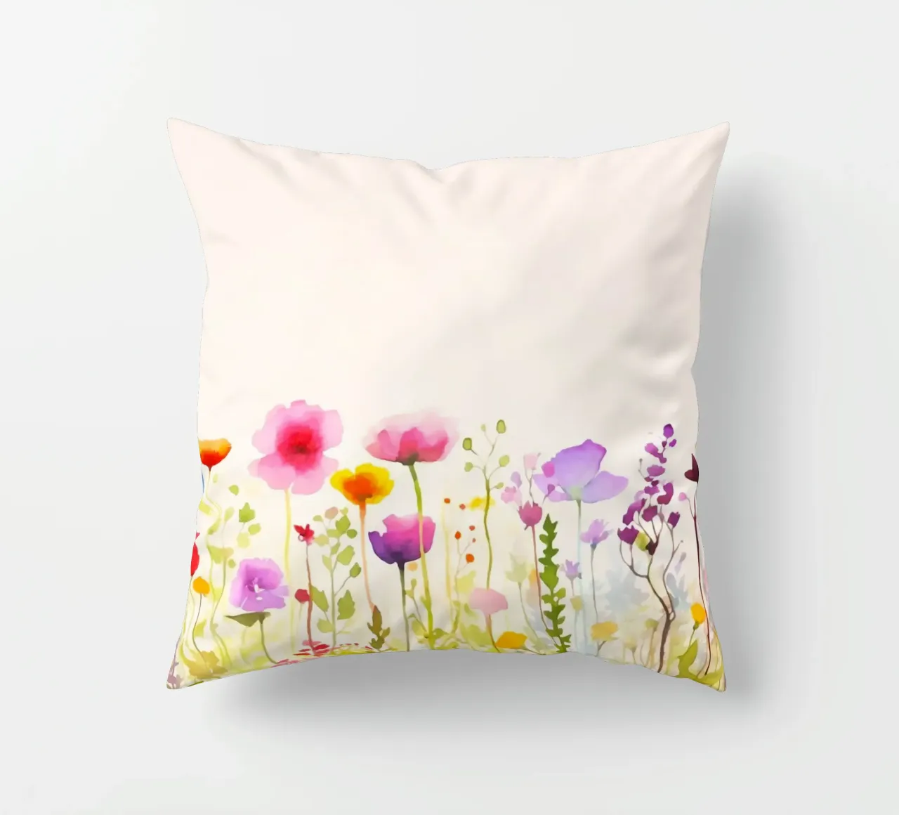 Acquerello sui fiori selvatici del prato estivo cuscino da Andrea Haase Modern Home