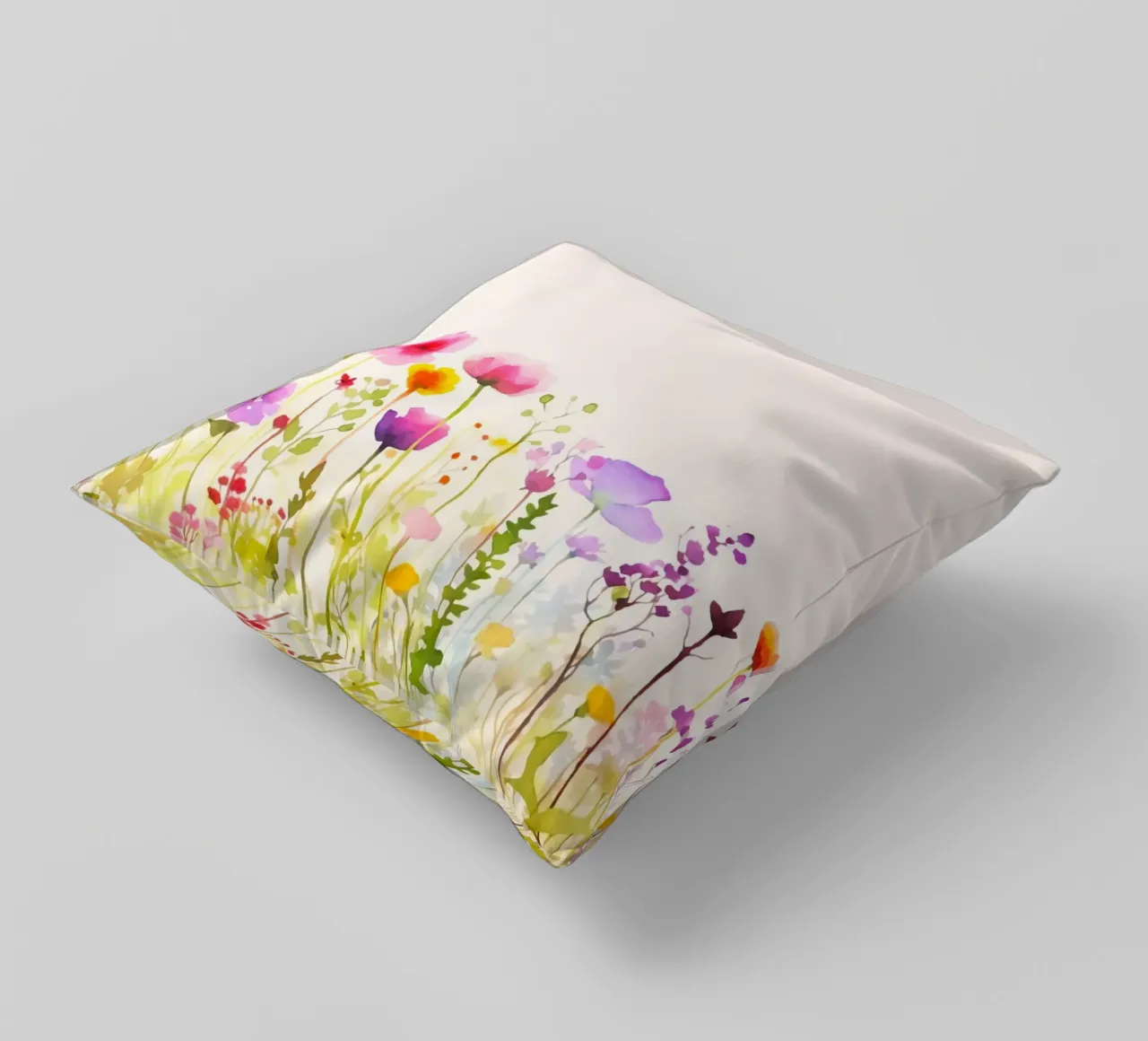 Acquerello sui fiori selvatici del prato estivo cuscino da Andrea Haase Modern Home