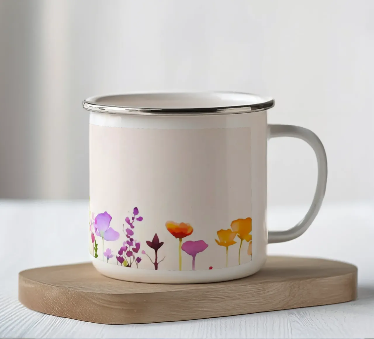 Acquerello sui fiori selvatici del prato estivo tazza in smalto da Andrea Haase Modern Home