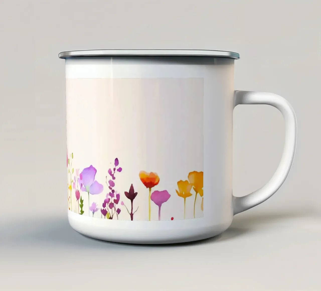 Acquerello sui fiori selvatici del prato estivo tazza in smalto da Andrea Haase Modern Home