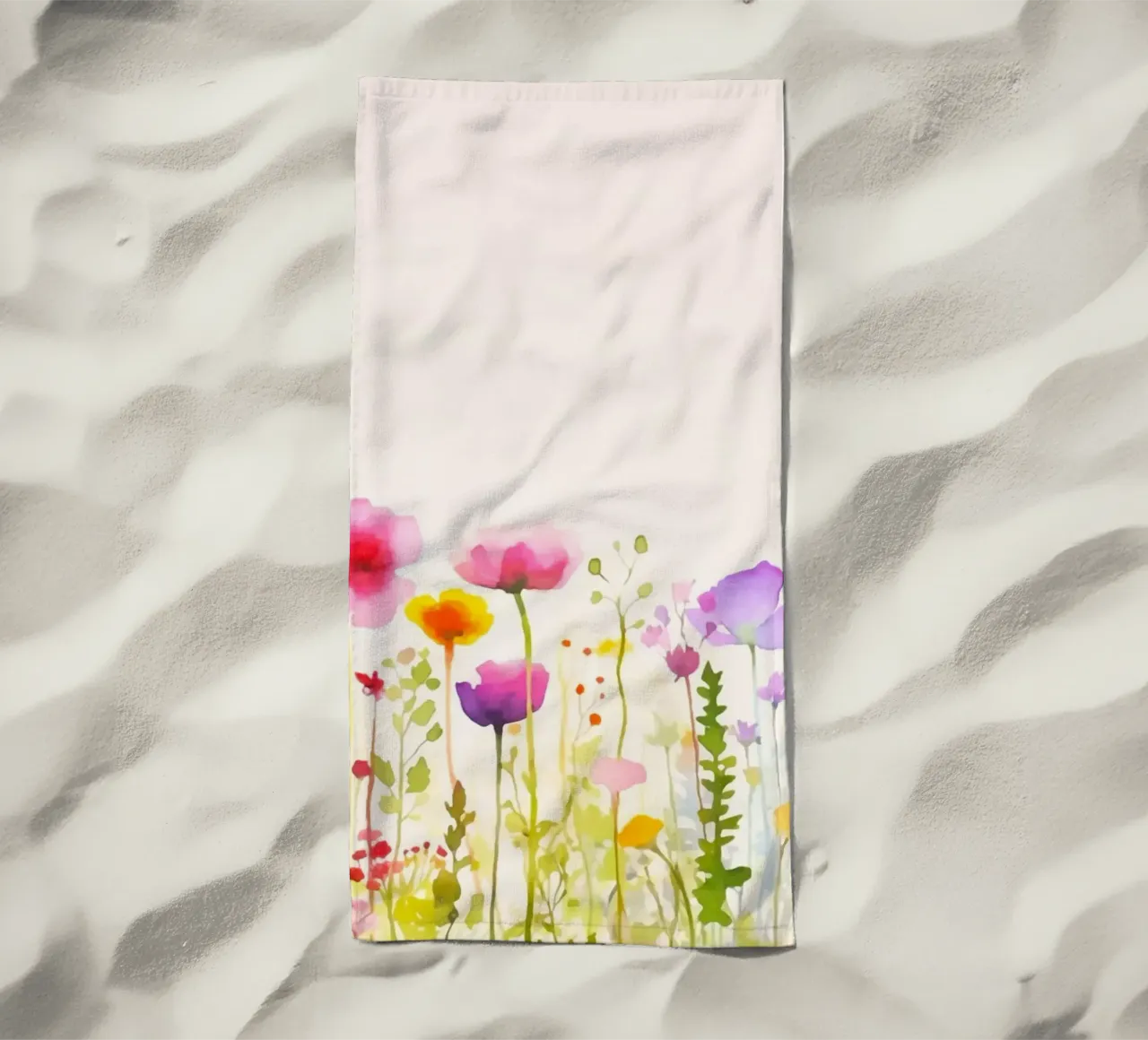 Acquerello sui fiori selvatici del prato estivo telo mare da Andrea Haase Modern Home