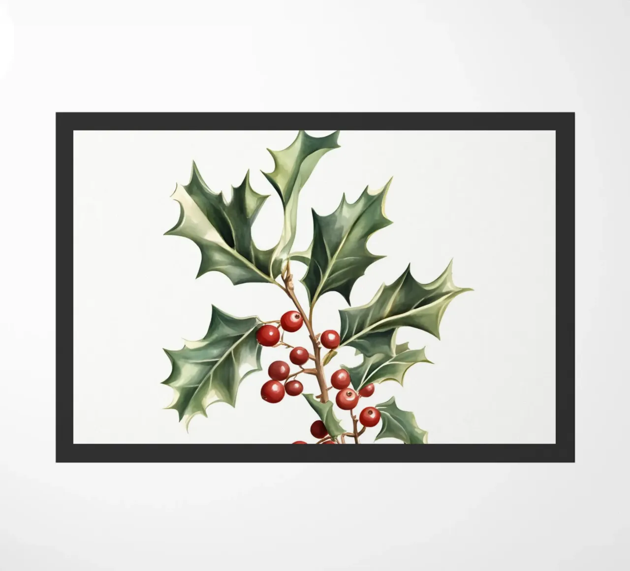 Clásico estampado botánico de acebo - Decoración navideña felpudo de ClubArt