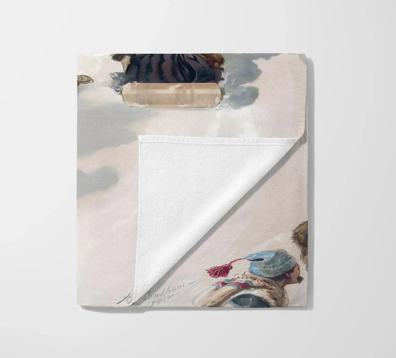 Victorian Sledding Winter Fun Art Print - Nostalgic Scene beach towel by ClubArt