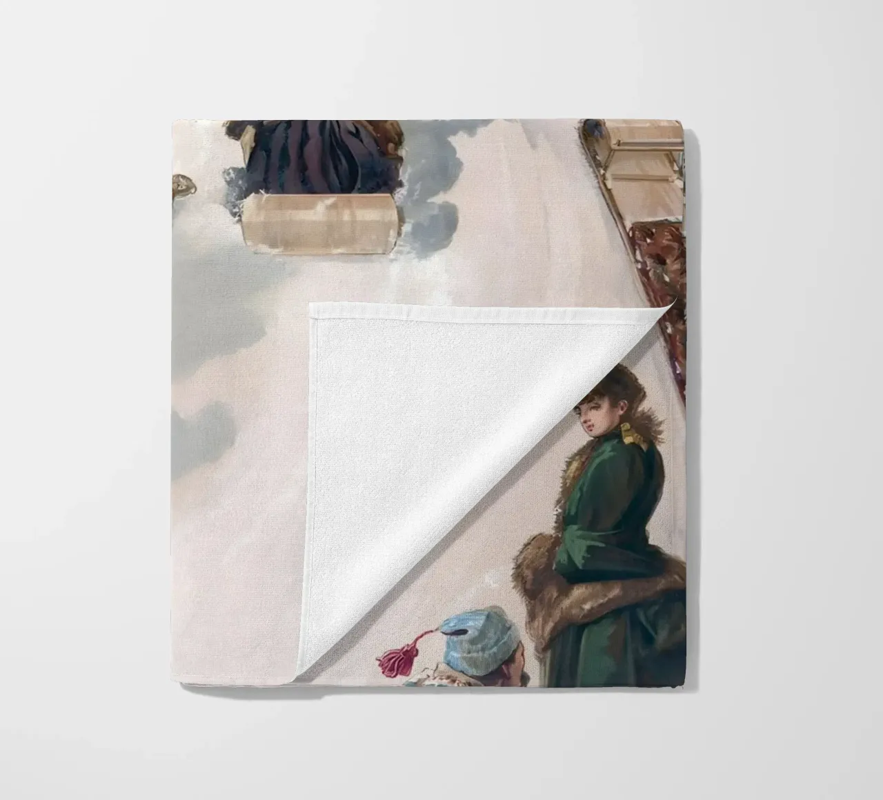 Victorian Sledding Winter Fun Art Print - Nostalgic Scene beach towel by ClubArt