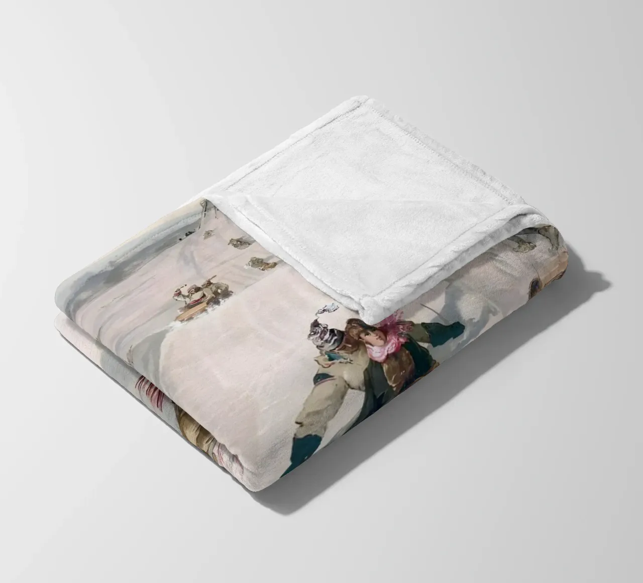 Victorian Sledding Winter Fun Art Print - Nostalgic Scene fleece blanket by ClubArt
