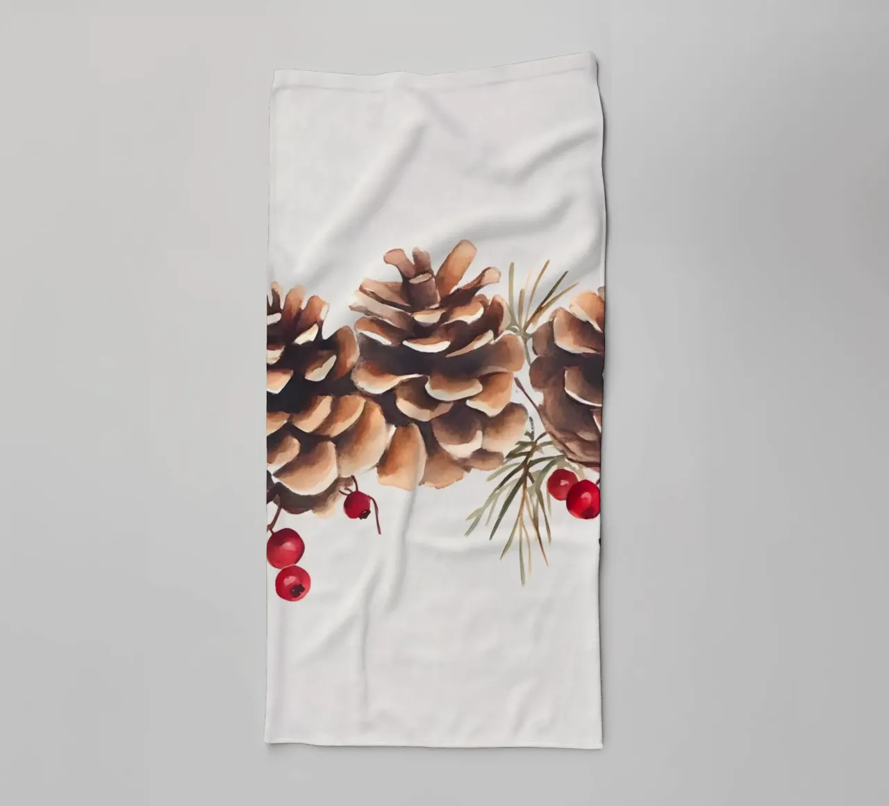 Gezellige dennenappels & bessen kerstkunstdruk - Rustiek Decor badhanddoek van ClubArt