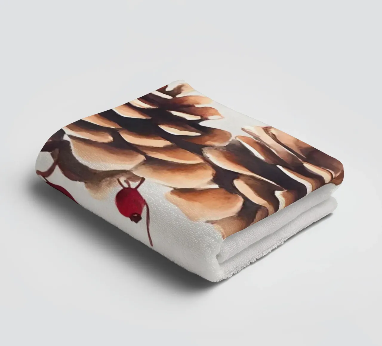 Gezellige dennenappels & bessen kerstkunstdruk - Rustiek Decor badhanddoek van ClubArt