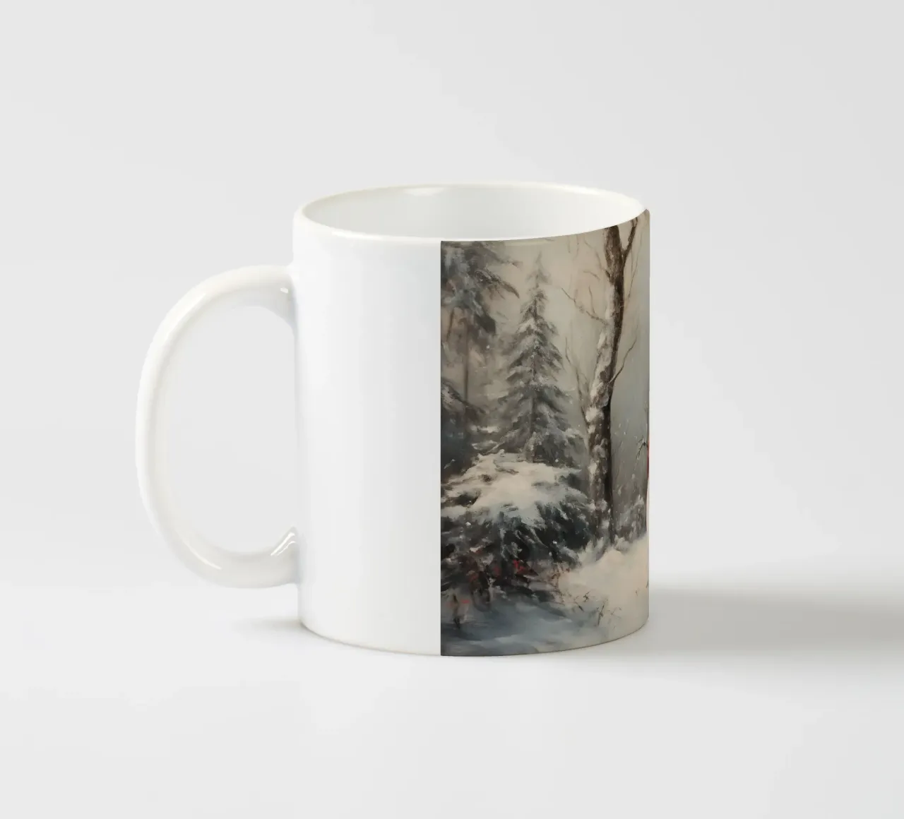 Festlicher Schneemann in verschneiten Wäldern Kunstdruck - Winter Charme Keramik Tasse von ClubArt