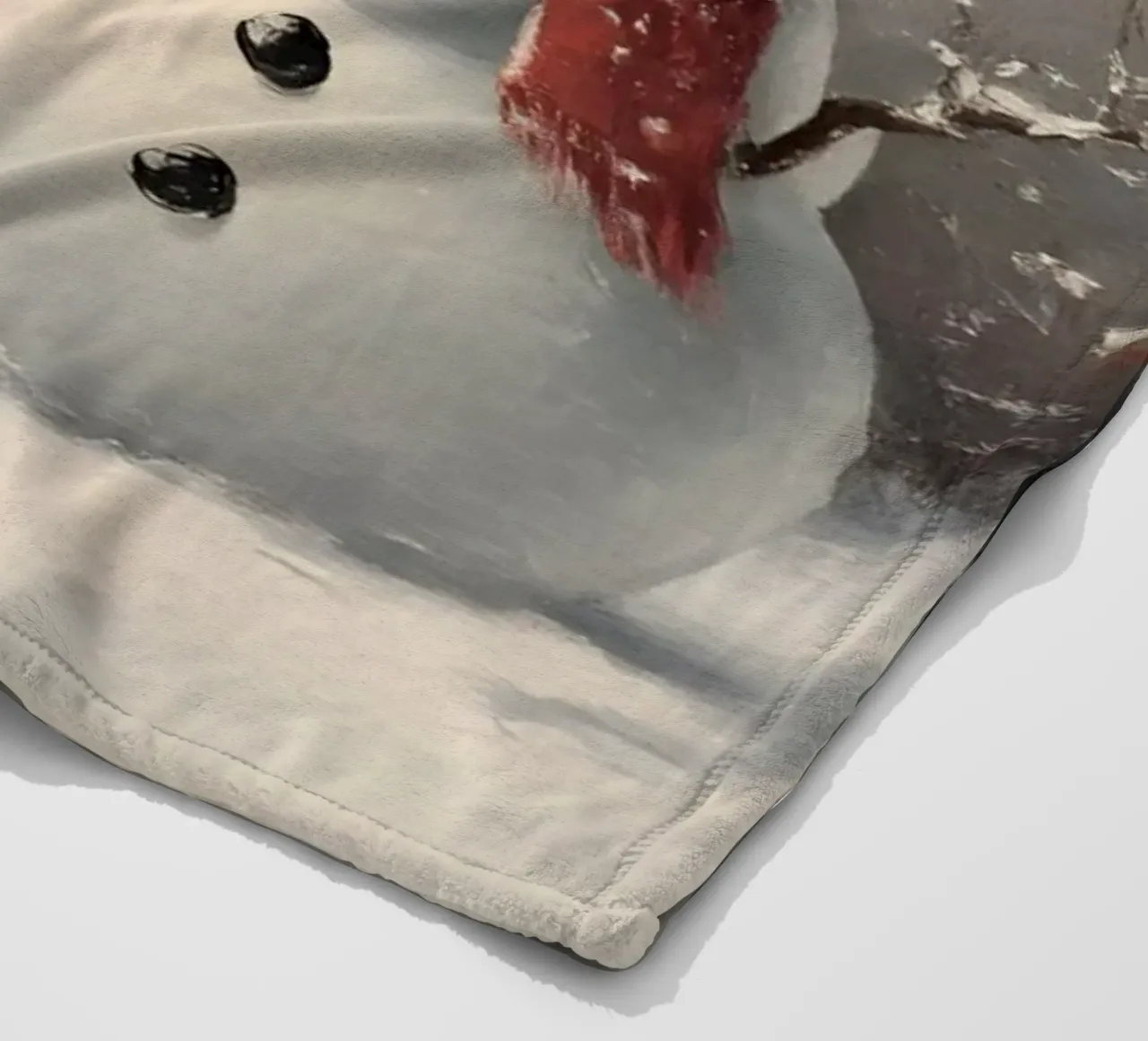 Festlicher Schneemann in verschneiten Wäldern Kunstdruck - Winter Charme Fleecedecke von ClubArt
