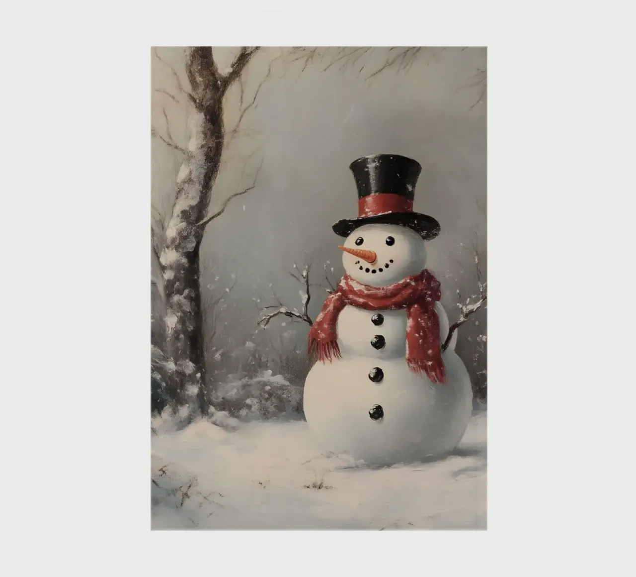 Festive Snowman in Snowy Woods Art Print - Winter Charm notebook by ClubArt