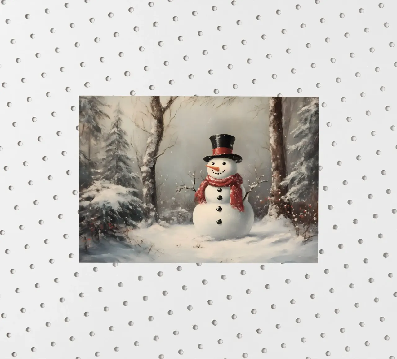 Festlicher Schneemann in verschneiten Wäldern Kunstdruck - Winter Charme Sticker von ClubArt
