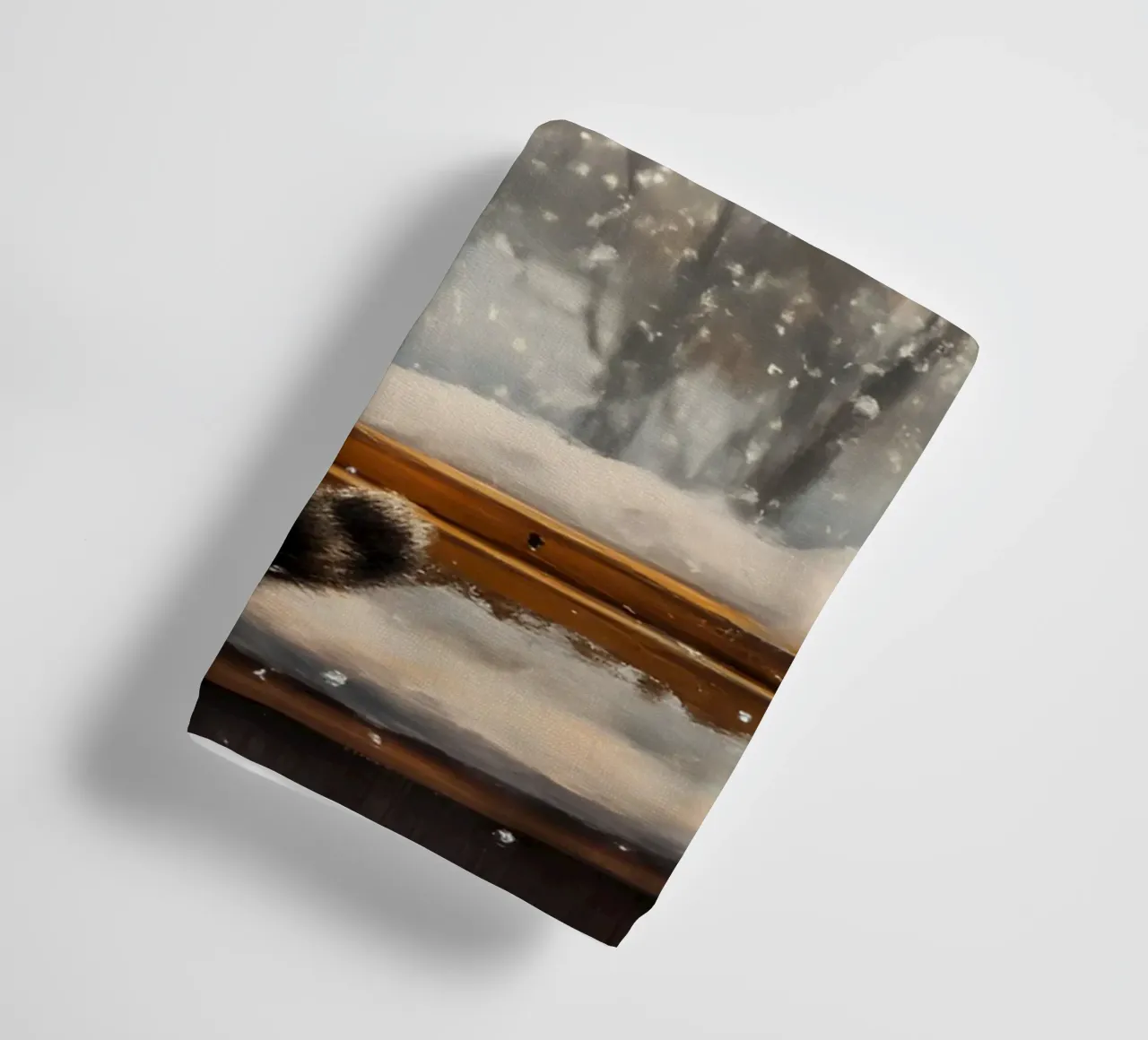 Cozy Cat Window Snowfall Art Print - Winter Aesthetic towel by ClubArt