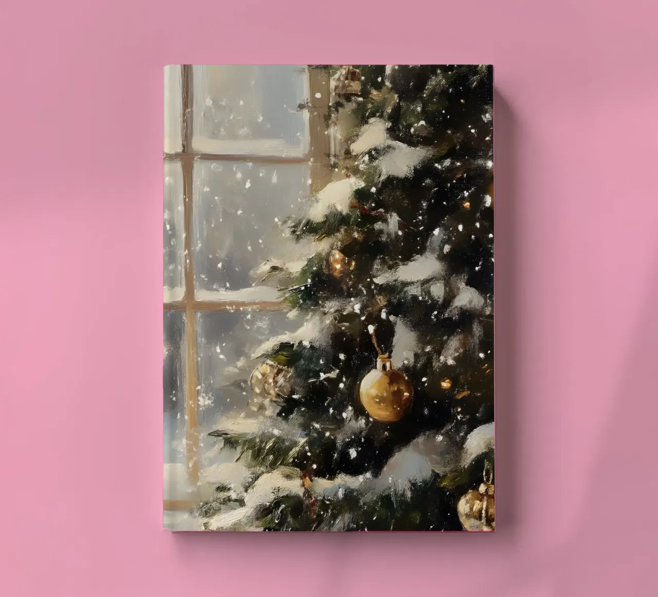 Vue de la fenêtre de l'arbre de Noël - Snowy Holiday Art carnet de notes de ClubArt