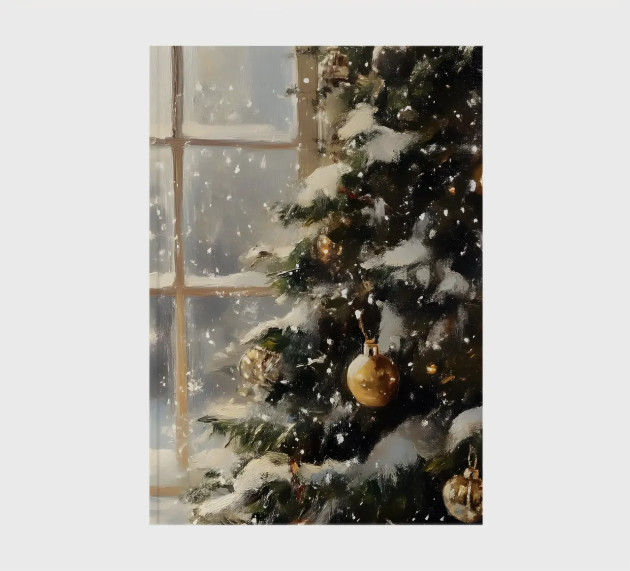 Vue de la fenêtre de l'arbre de Noël - Snowy Holiday Art carnet de notes de ClubArt