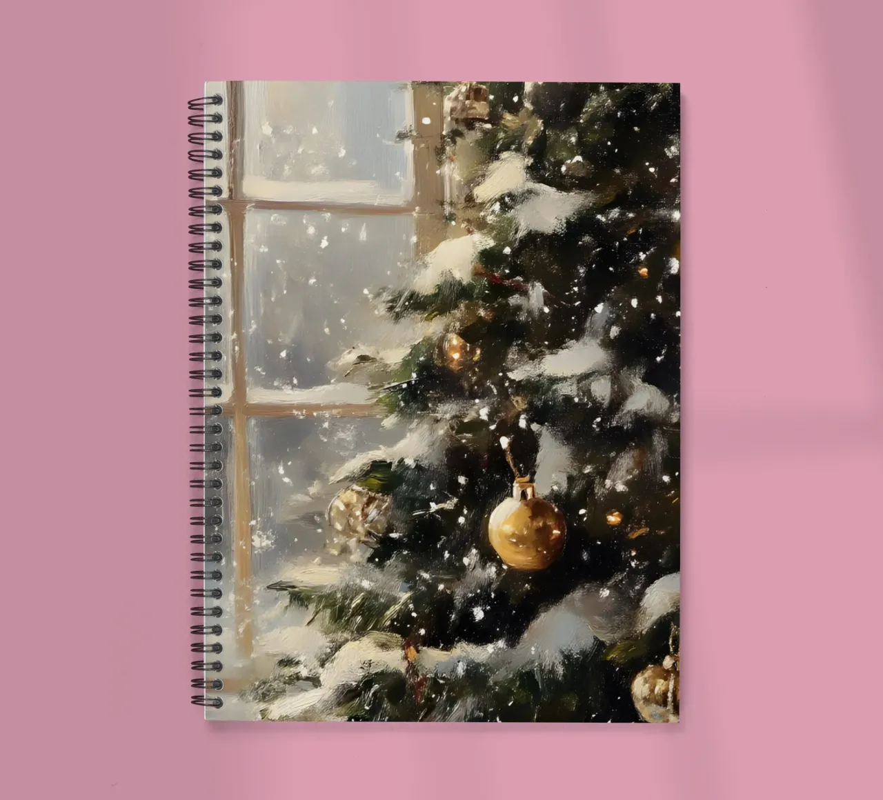 Gemütliche Weihnachtsbaum-Fensteransicht - Snowy Holiday Art Ringbuch von ClubArt