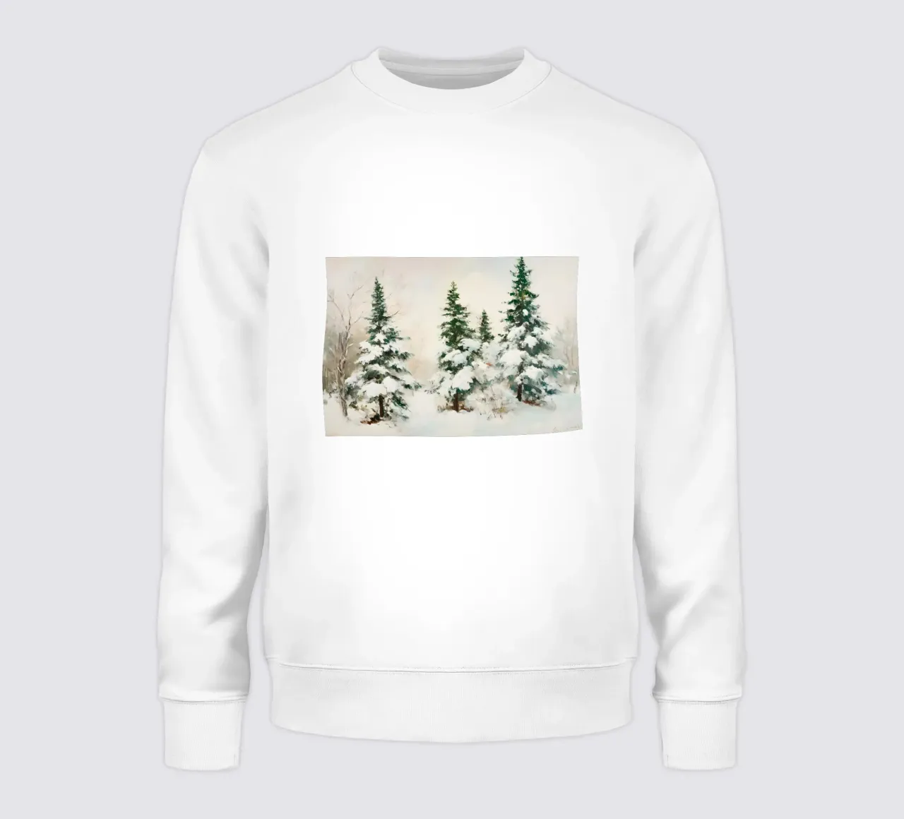 Snowy Evergreen Forest Art Print - Winter Landscape Decor sweatshirt by ClubArt