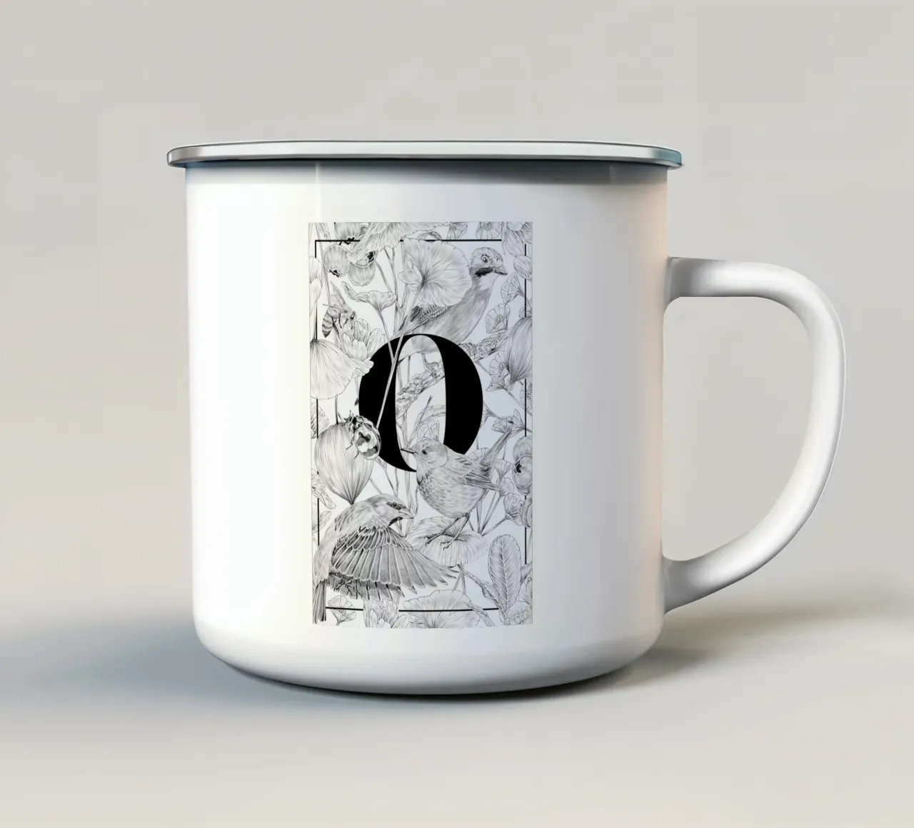 Floral Alphabet O tazza in smalto da Faunesque