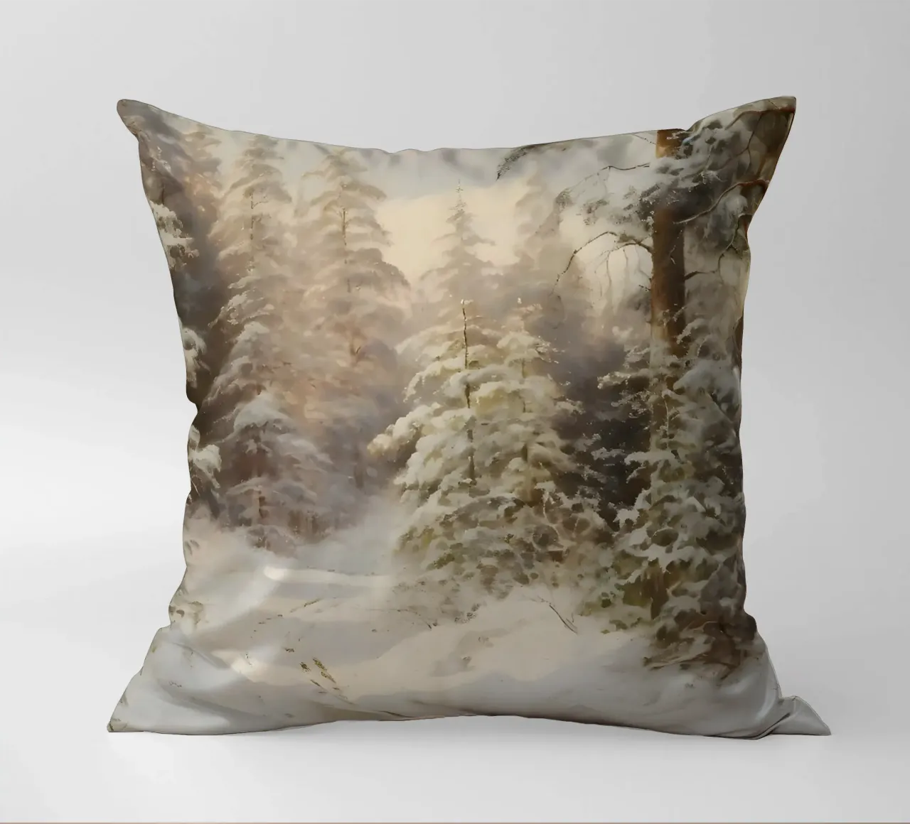 Sentiero innevato nella foresta di pini - Paesaggio invernale sereno cuscino da ClubArt