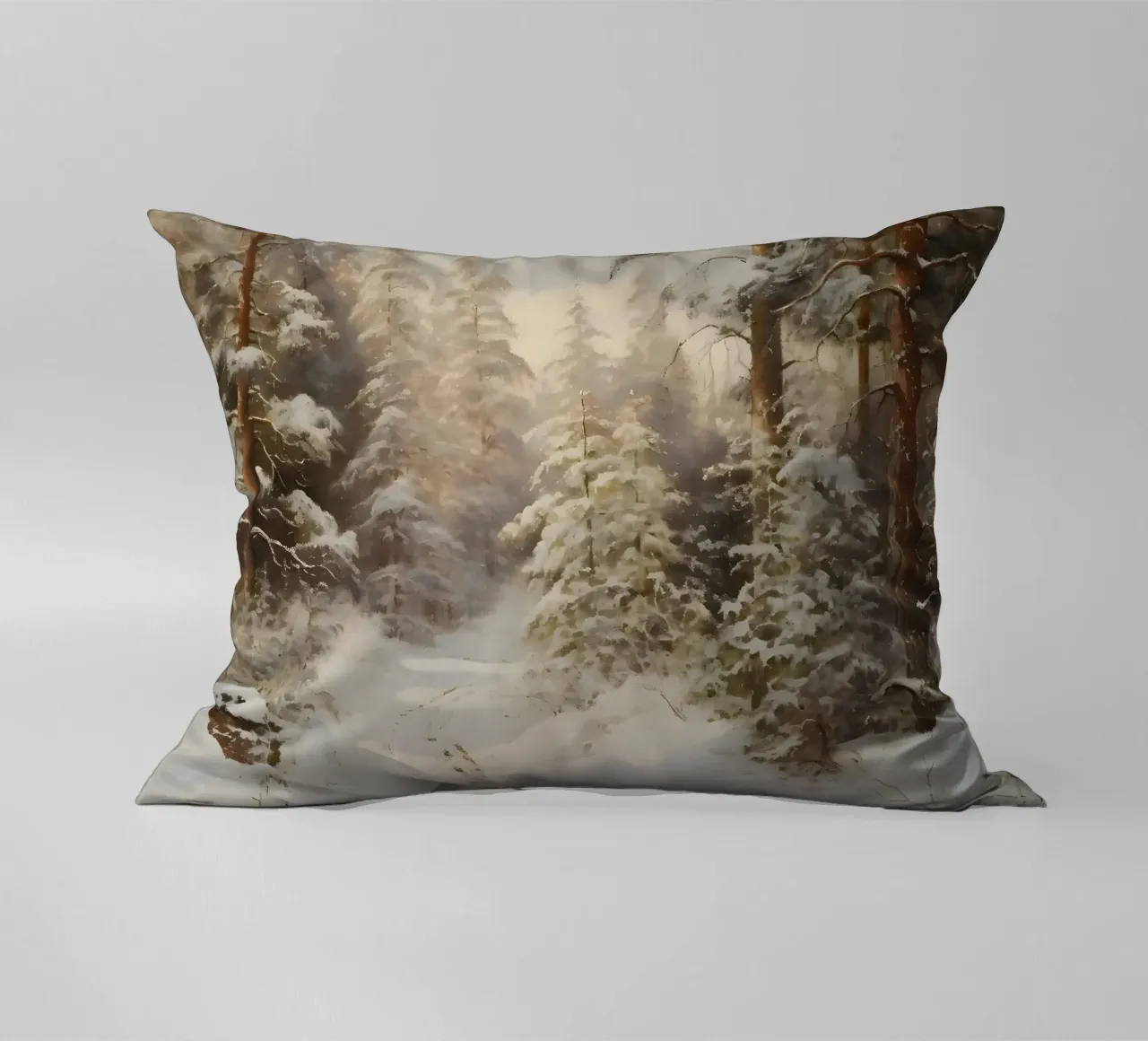 Sentiero innevato nella foresta di pini - Paesaggio invernale sereno cuscino da ClubArt