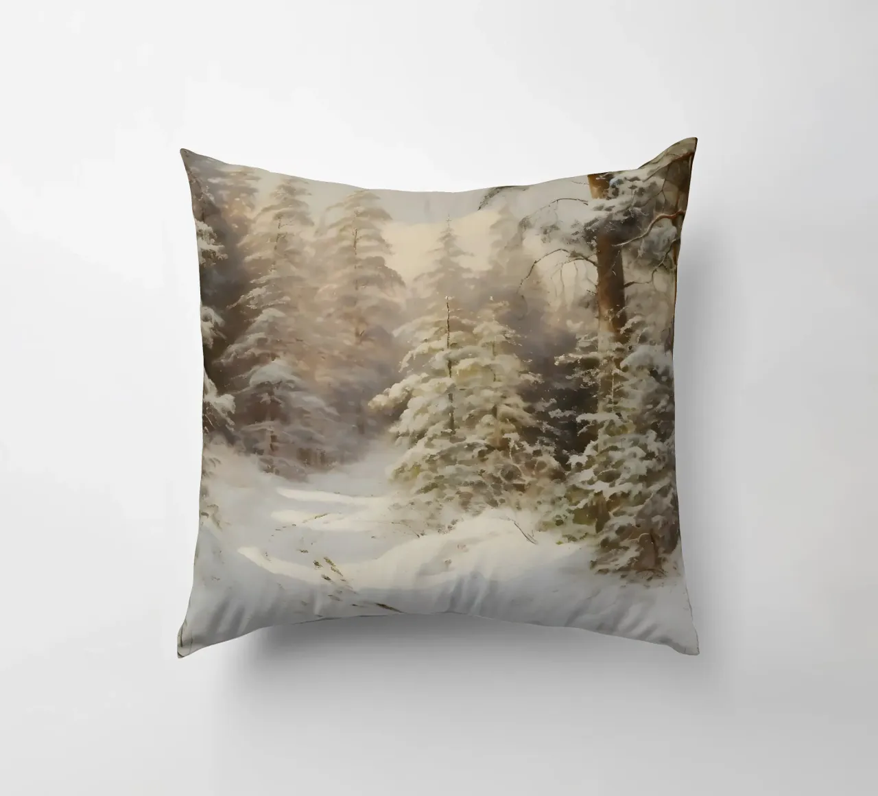Sentiero innevato nella foresta di pini - Paesaggio invernale sereno cuscino da ClubArt
