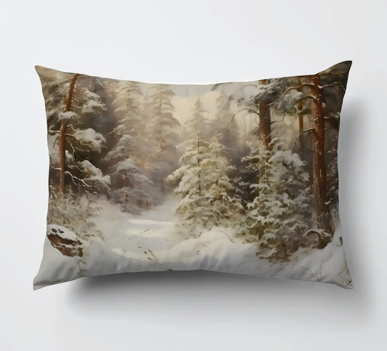 Sentiero innevato nella foresta di pini - Paesaggio invernale sereno cuscino da ClubArt