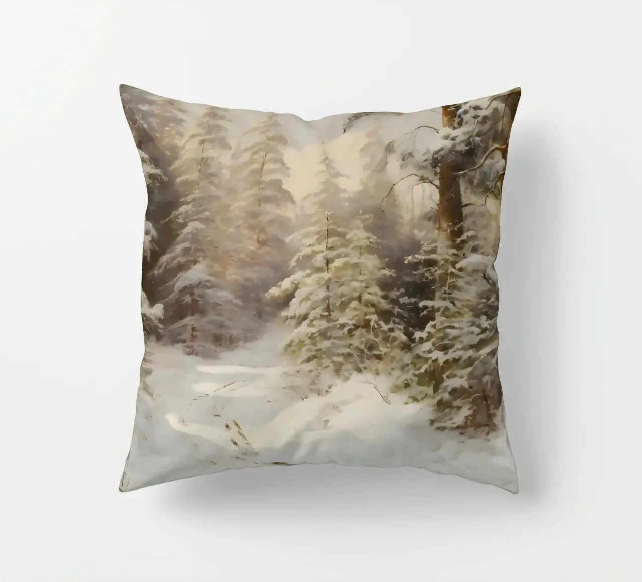 Sentiero innevato nella foresta di pini - Paesaggio invernale sereno cuscino da ClubArt