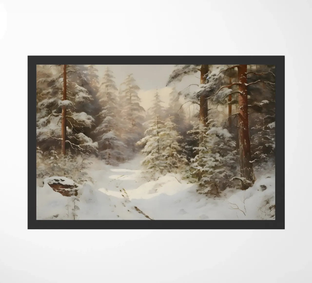 Sentiero innevato nella foresta di pini - Paesaggio invernale sereno zerbino da ClubArt