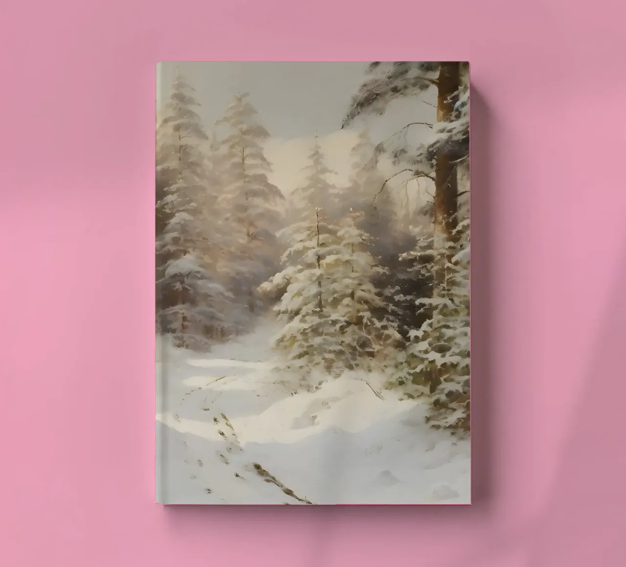Snowy Pine Forest Path - Serene Winter Landscape Art notebook by ClubArt