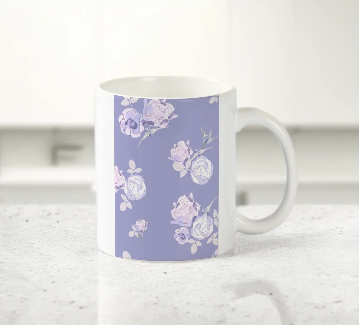 Lilac roses pattern ceramic mug by gulsengunel