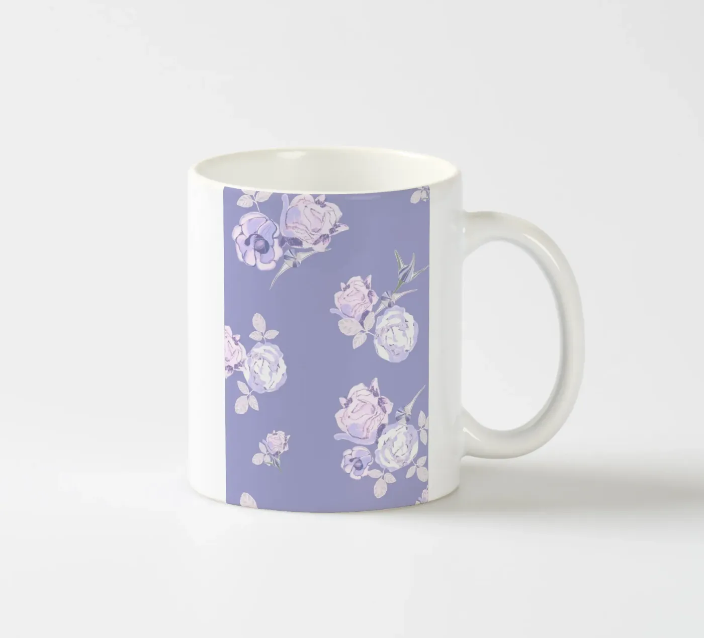 Lilac roses pattern ceramic mug by gulsengunel
