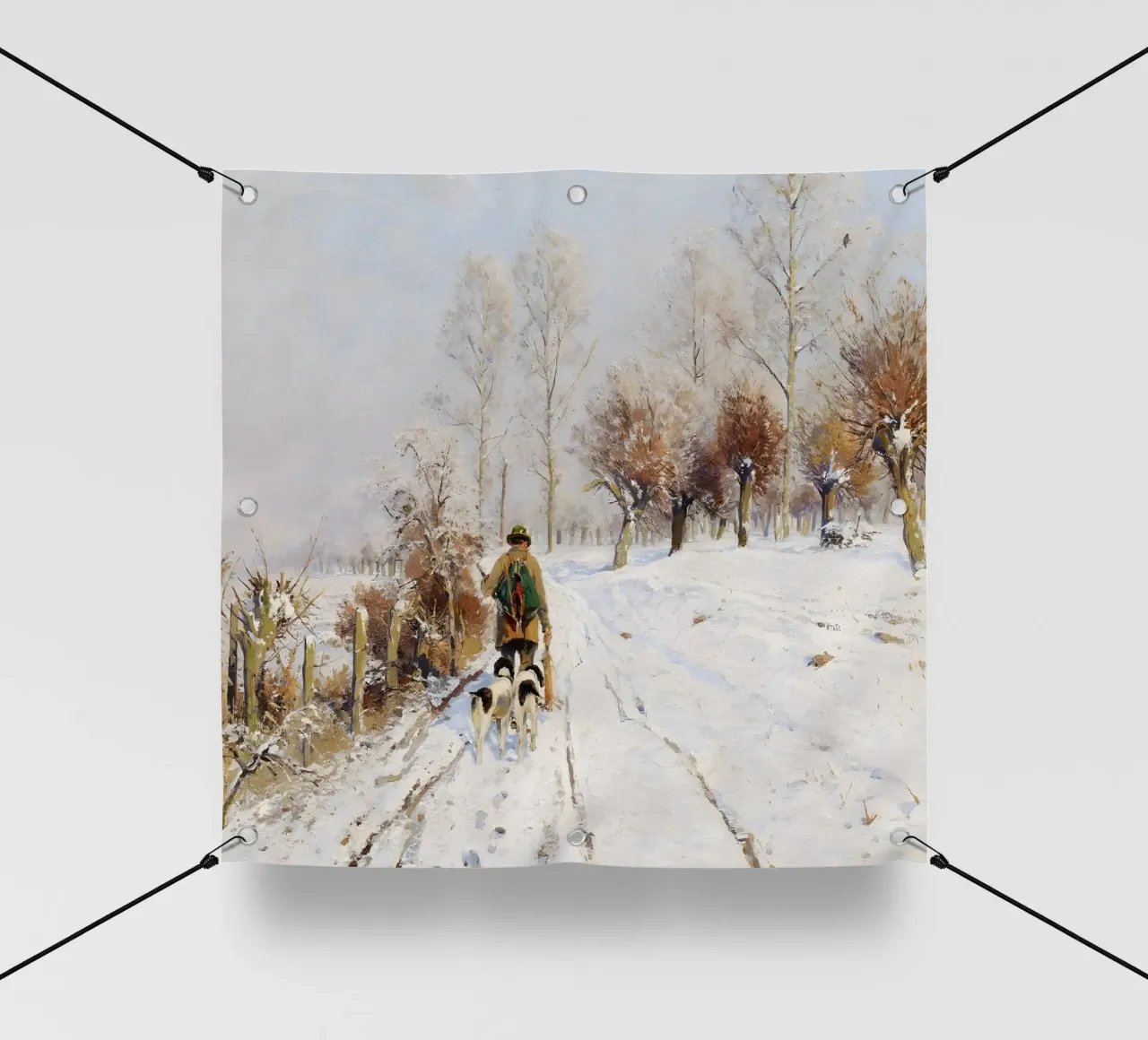 Hunter & Hounds Paesaggio invernale - Sentiero innevato telo in pvc da ClubArt