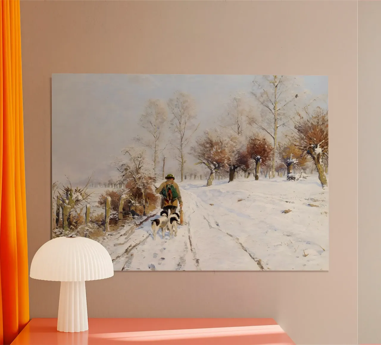 Hunter & Hounds Winterlandschaftskunst - Verschneiter Weg Poster von ClubArt