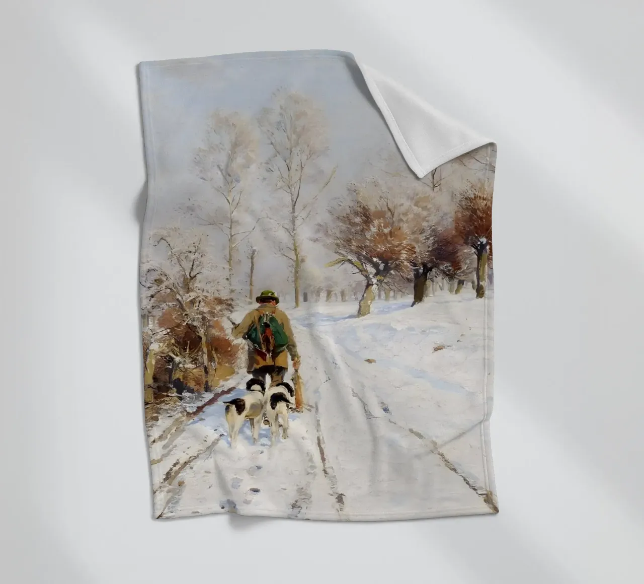 Hunter & Hounds Paesaggio invernale - Sentiero innevato coperta in pile da ClubArt