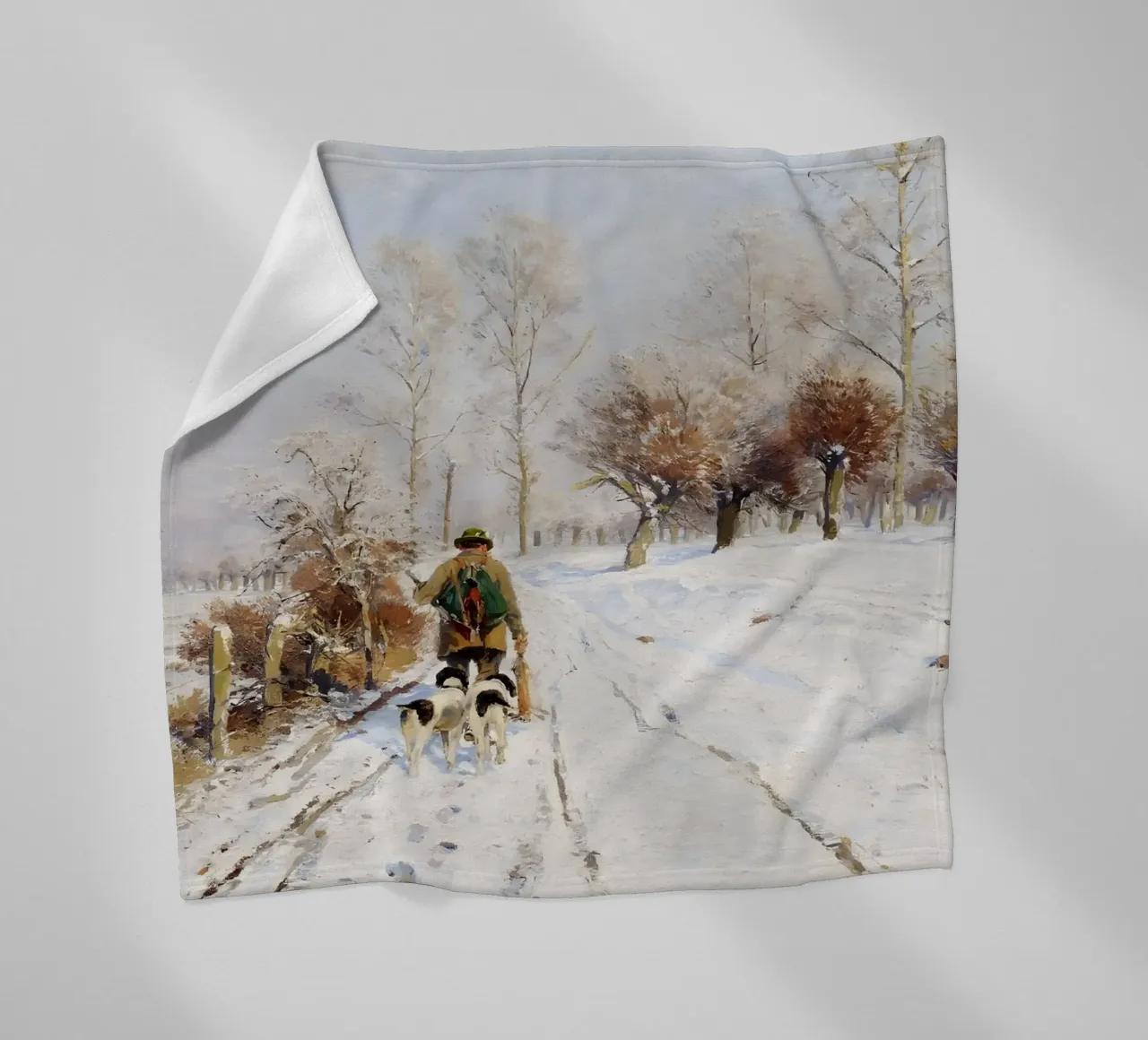 Hunter & Hounds Paesaggio invernale - Sentiero innevato coperta in pile da ClubArt