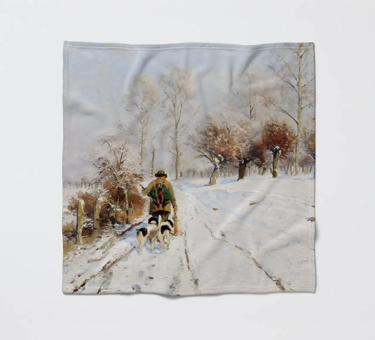 Hunter & Hounds Paesaggio invernale - Sentiero innevato coperta in pile da ClubArt