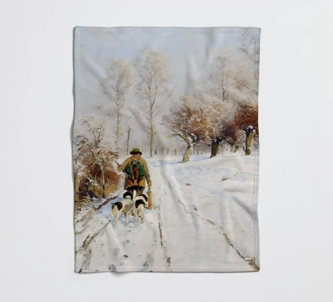 Hunter & Hounds Paesaggio invernale - Sentiero innevato coperta in pile da ClubArt