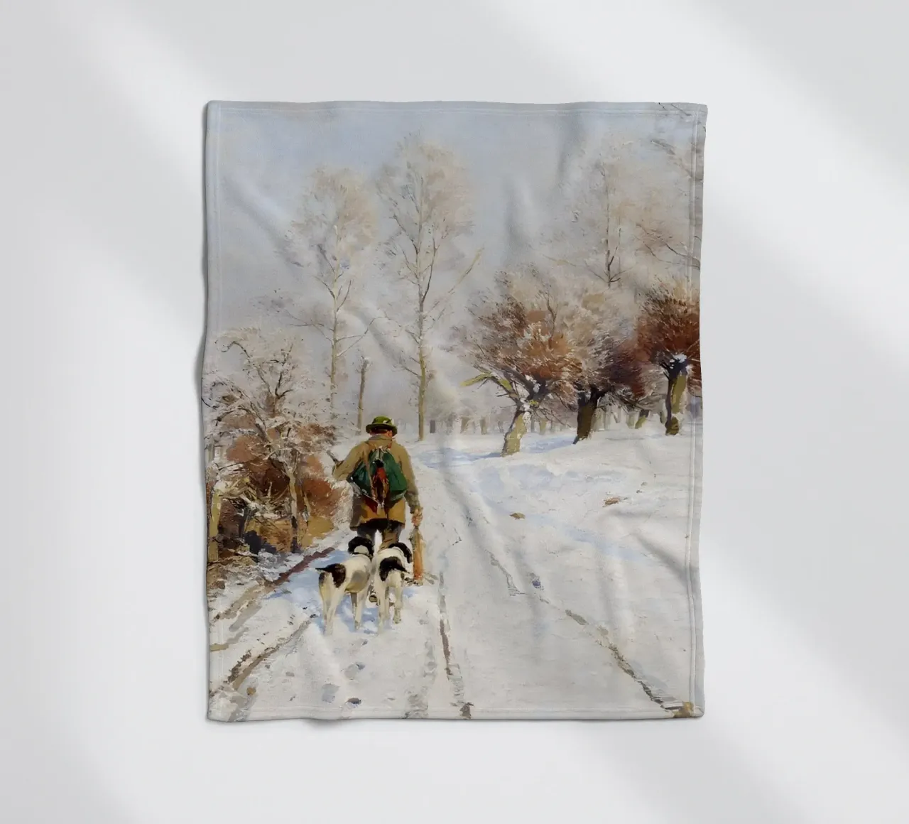 Hunter & Hounds Paesaggio invernale - Sentiero innevato coperta in pile da ClubArt