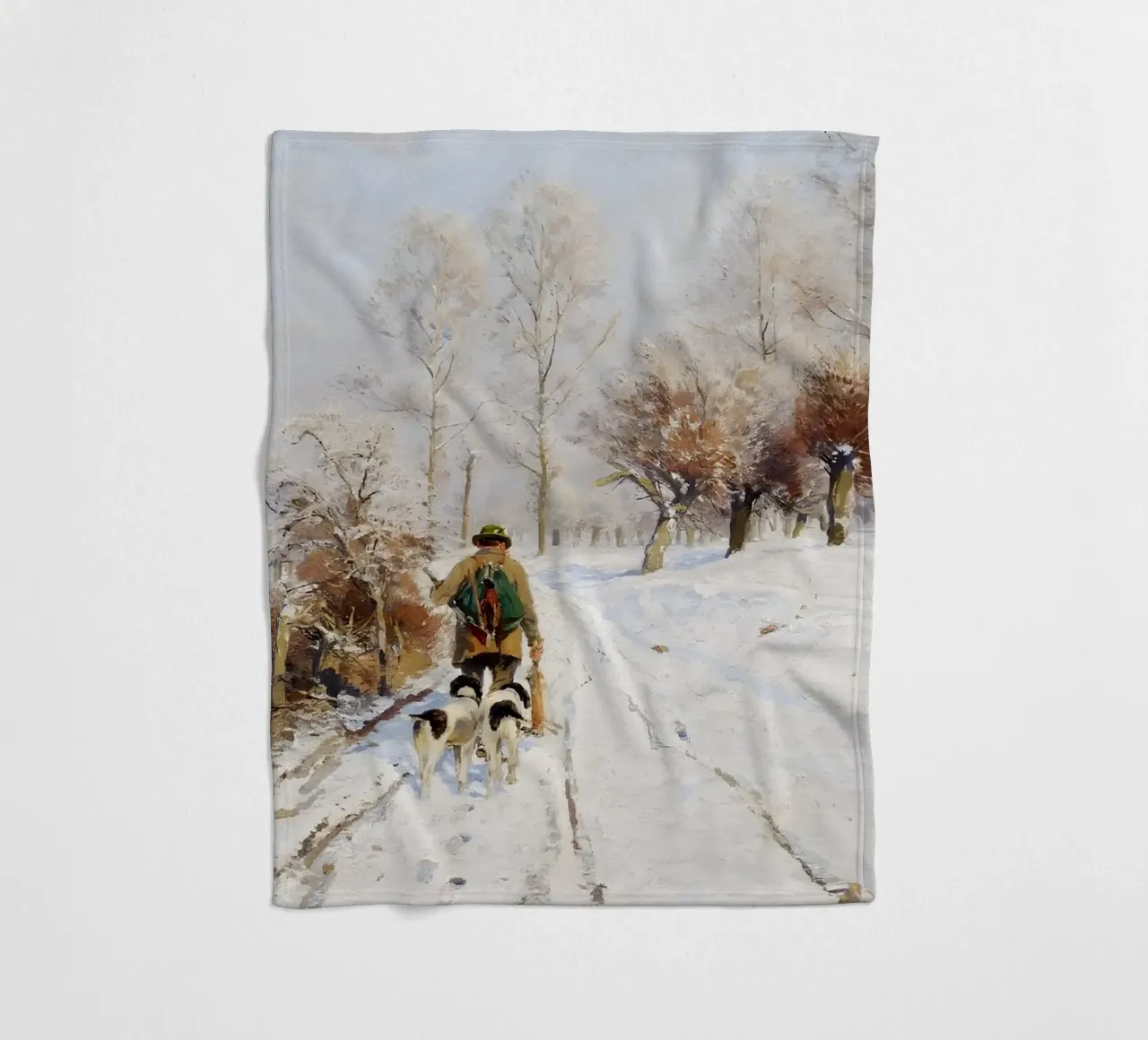 Hunter & Hounds Paesaggio invernale - Sentiero innevato coperta in pile da ClubArt