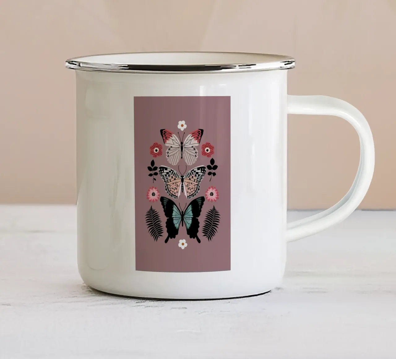 Butterflies Totem2 tazza in smalto da cafelab